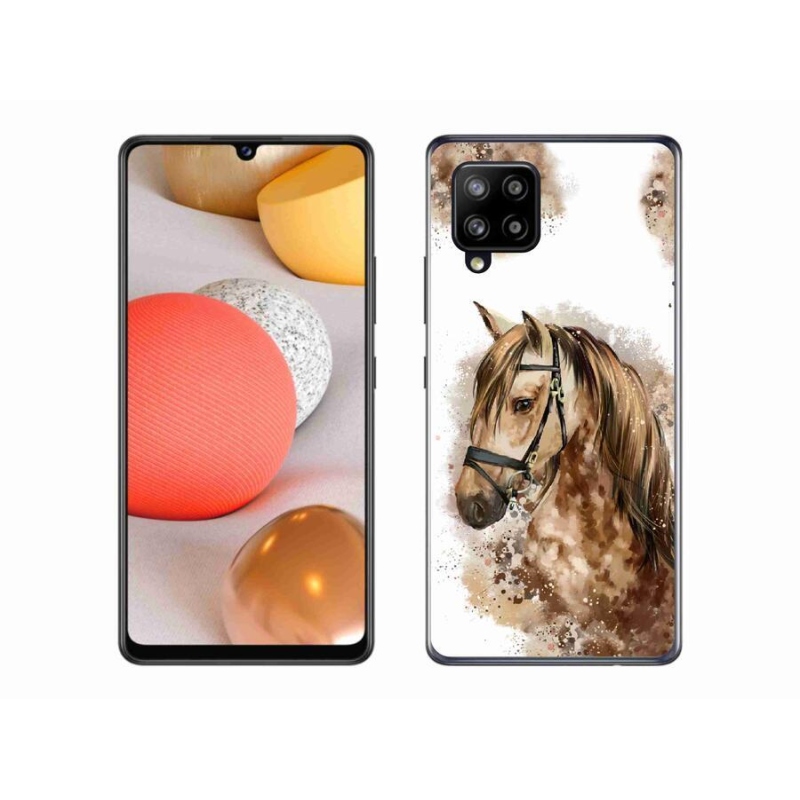 Zselés borítás mmCase Samsung Galaxy A42 5G - barna rajzfilm lóhoz