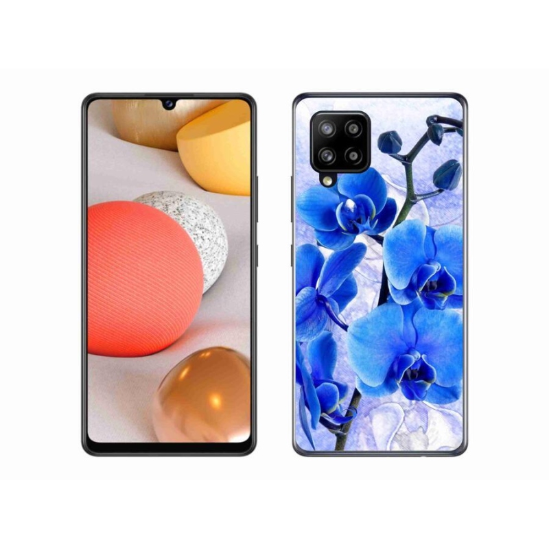 Gél védőhuzat mmCase Samsung Galaxy A42 5G - kék virágok