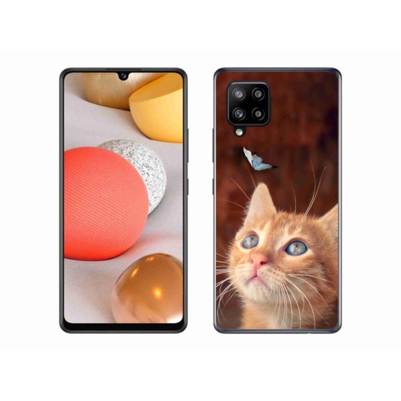 Gél borító mmCase Samsung Galaxy A42 5G - pillangó és cica - Samsung Galaxy A42 5G számára