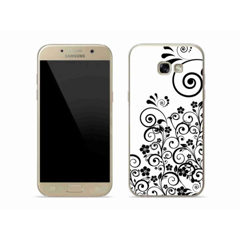 Zselés borítás mmCase Samsung Galaxy A5 (2017) - fekete-fehér virágmintás borítás - fekete-fehér virágmintás borítás