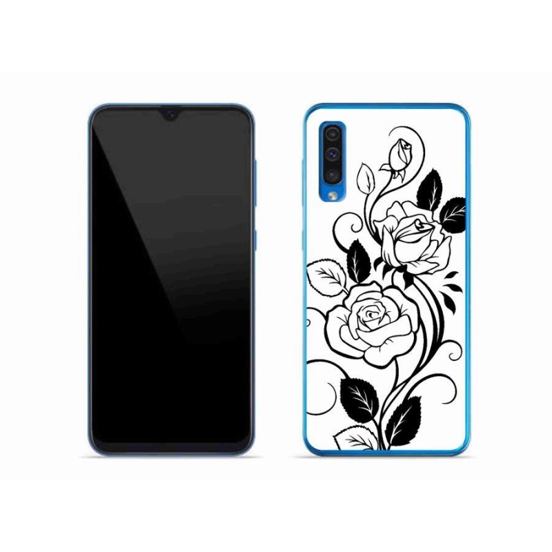 Zselés borítás mmCase Samsung Galaxy A50 készülékhez - fekete-fehér rózsa