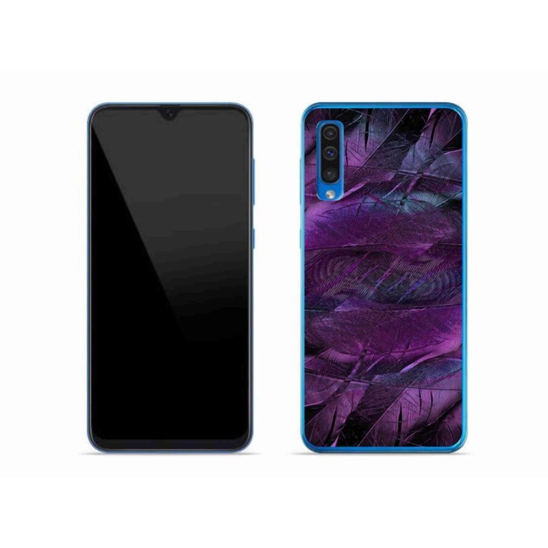 Gél védőhuzat mmCase Samsung Galaxy A50 készülékhez - lila tollak
