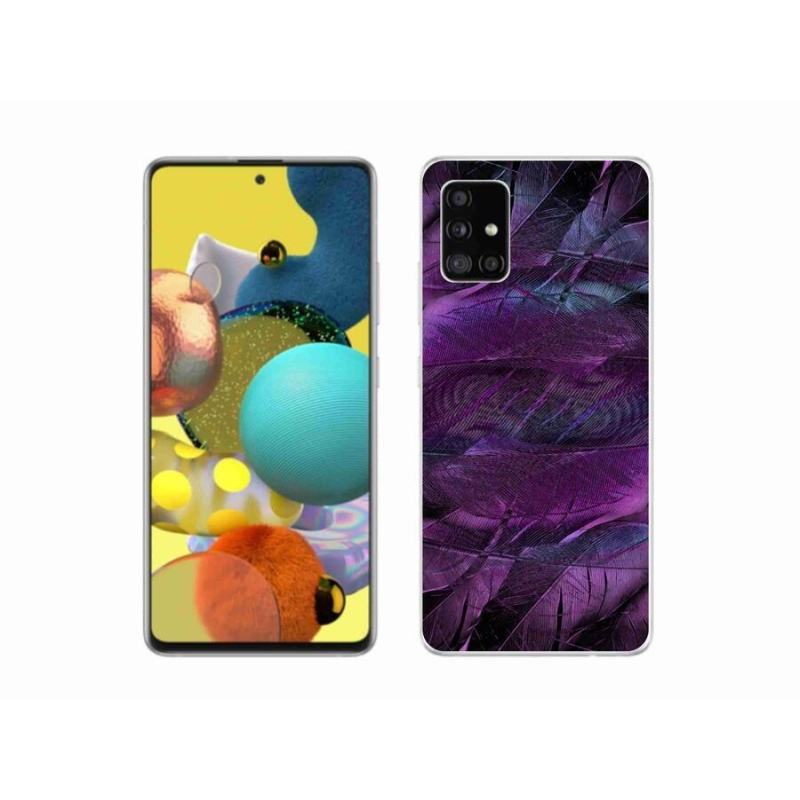 Gél védőhuzat mmCase Samsung Galaxy A51 5G - lila tollakhoz
