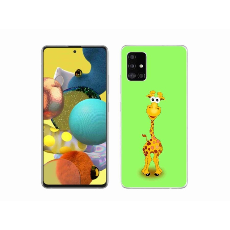 Zselés borítás mmCase Samsung Galaxy A51 5G - rajzfilm zsiráfhoz