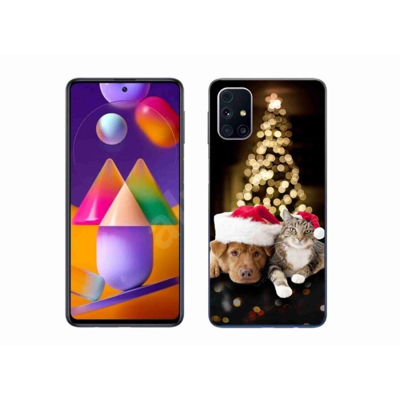 Gél borítás mmCase Samsung Galaxy A51 5G - Karácsonyi kutya és macska