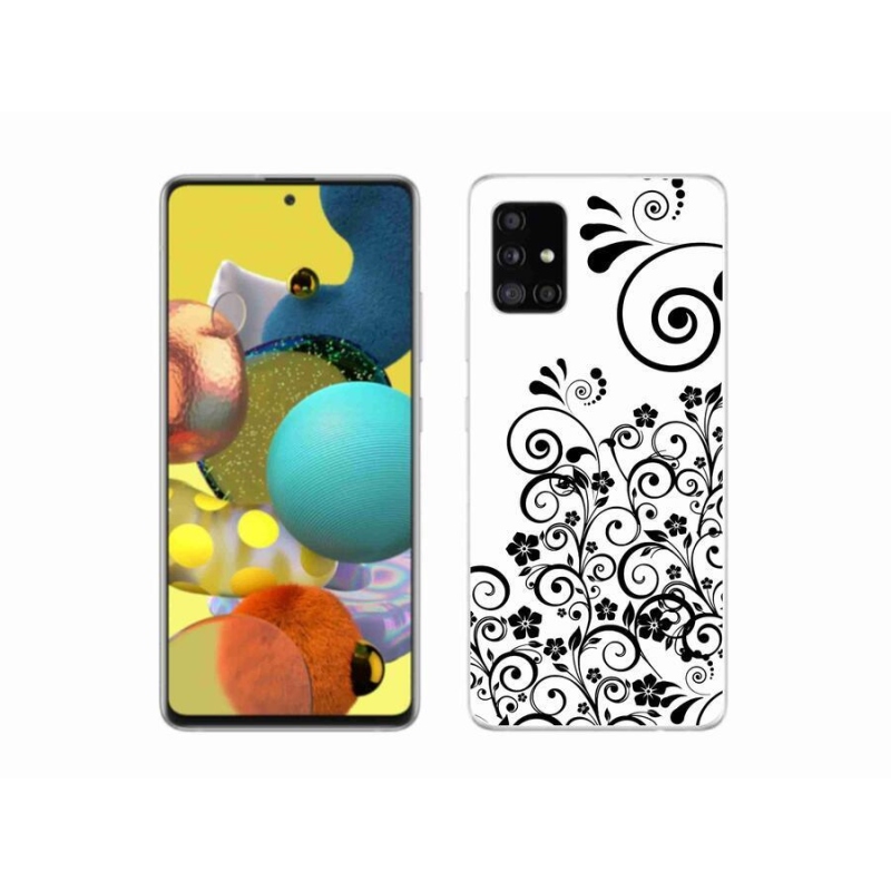 Zselés borítás mmCase Samsung Galaxy A51 készülékhez - fekete-fehér virágminták