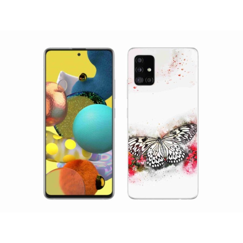 Zselés borítás mmCase Samsung Galaxy A51 készülékhez - fekete-fehér pillangó