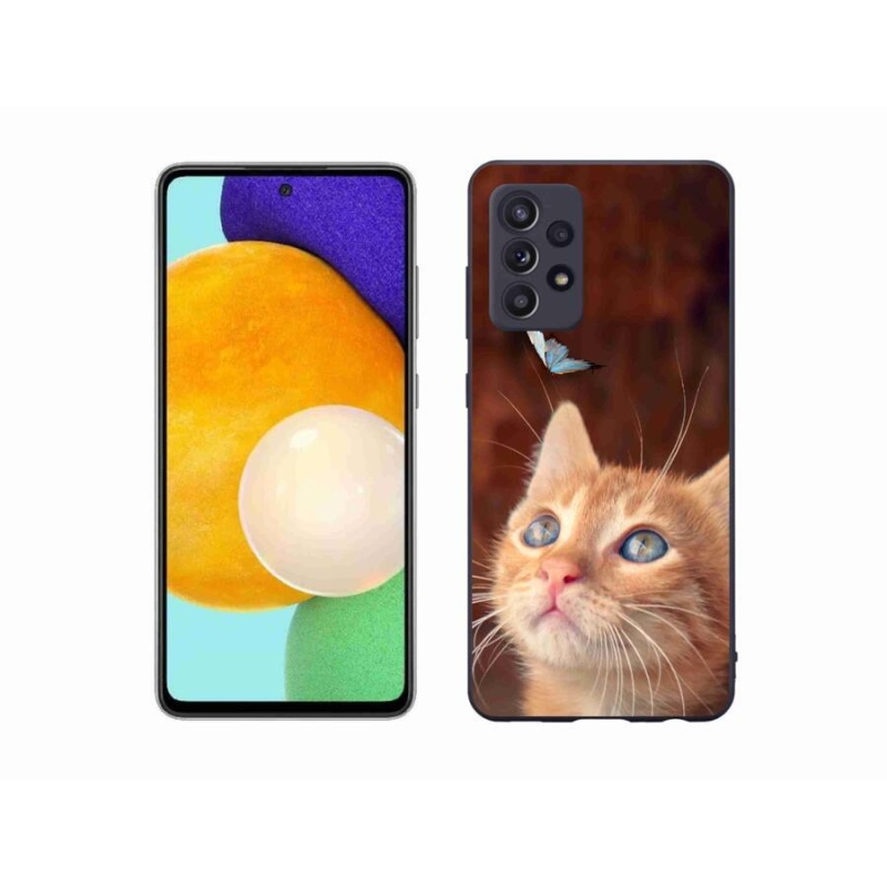 Gél borító mmCase Samsung Galaxy A52/A52 5G - pillangó és cica - Samsung Galaxy A52/A52 5G számára