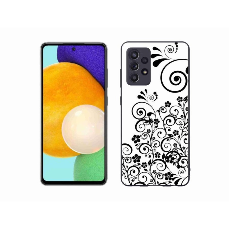 Zselés borítás mmCase Samsung Galaxy A52s 5G - fekete és fehér virágmintás borítás Samsung Galaxy A52s 5G-hez