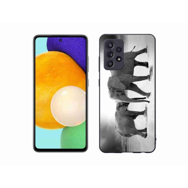 Zselés borítás mmCase Samsung Galaxy A52s 5G - fekete-fehér elefántokhoz