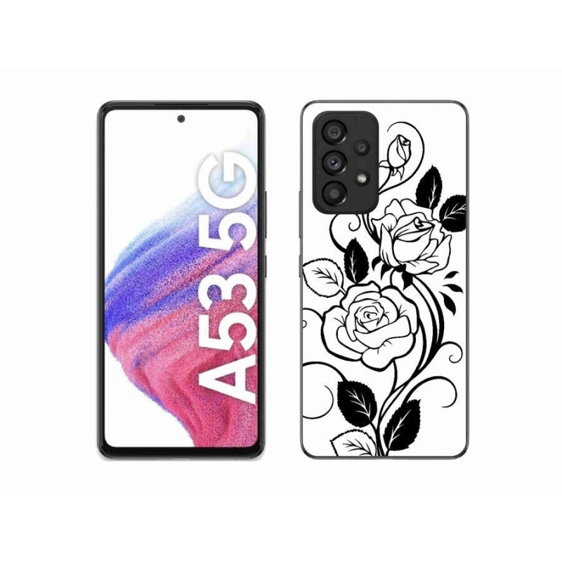 Zselés borítás mmCase Samsung Galaxy A53 5G - fekete és fehér rózsa