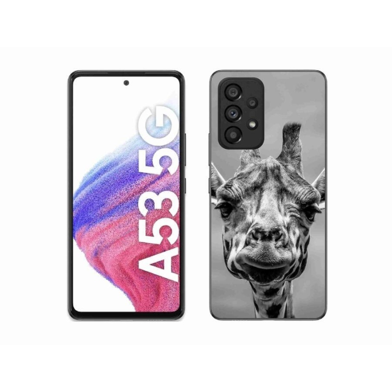 Zselés borítás mmCase Samsung Galaxy A53 5G - fekete-fehér zsiráfhoz