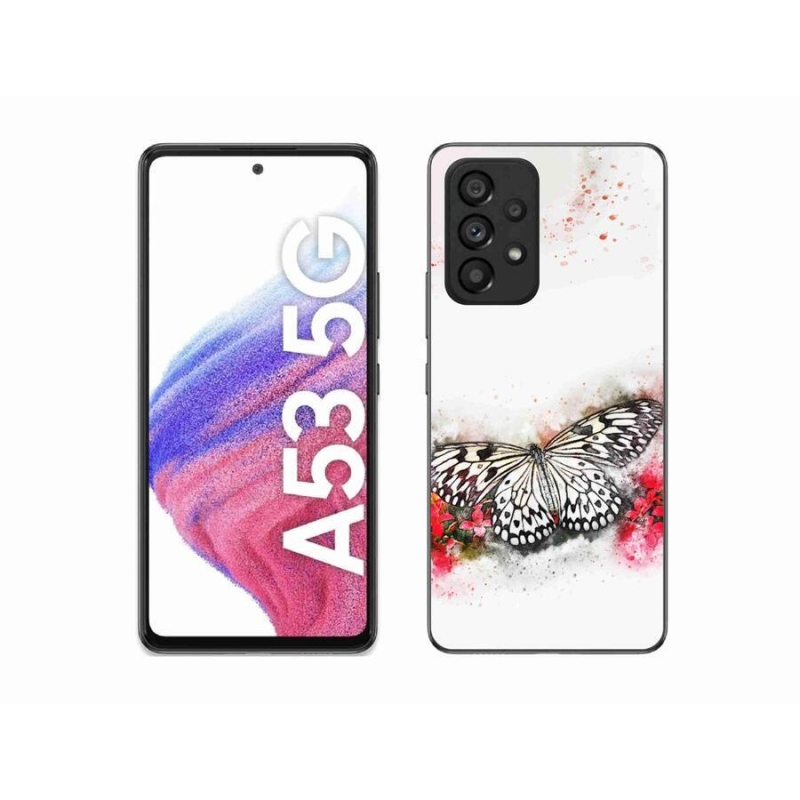 Zselés borítás mmCase Samsung Galaxy A53 5G - fekete-fehér pillangóhoz