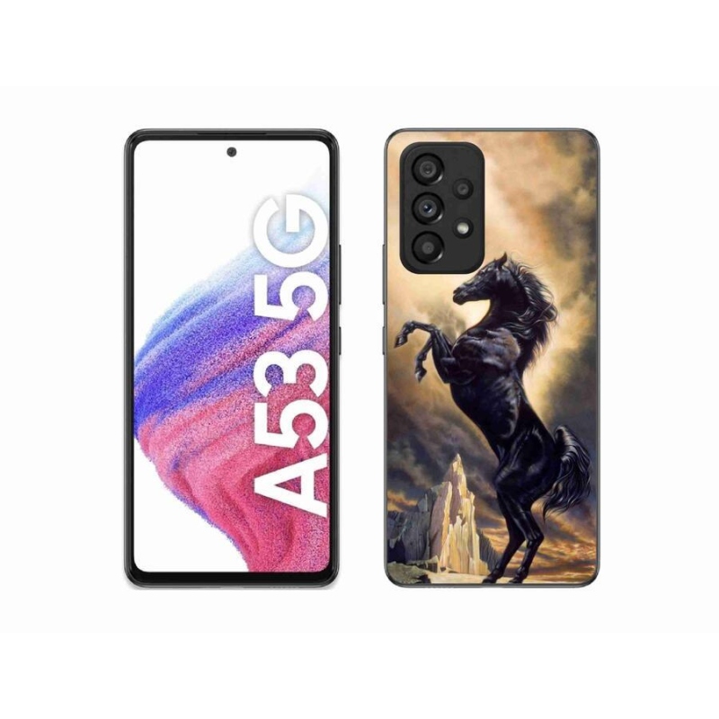 Zselés borítás mmCase Samsung Galaxy A53 5G - fekete rajzfilm lóhoz