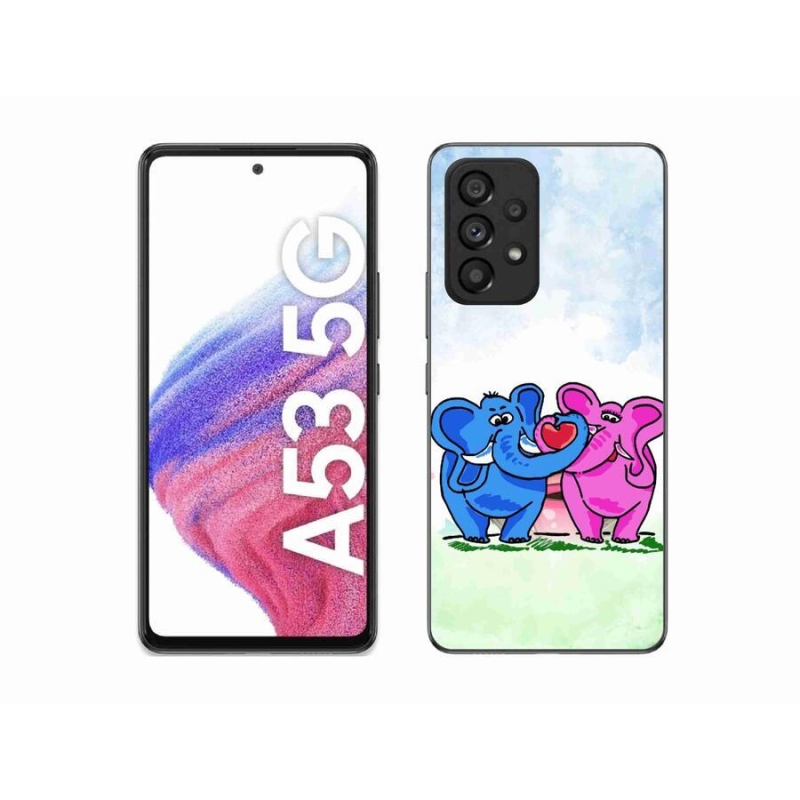 Gél borító mmCase a mobiltelefonon Samsung Galaxy A53 5G - szerelmes elefántok