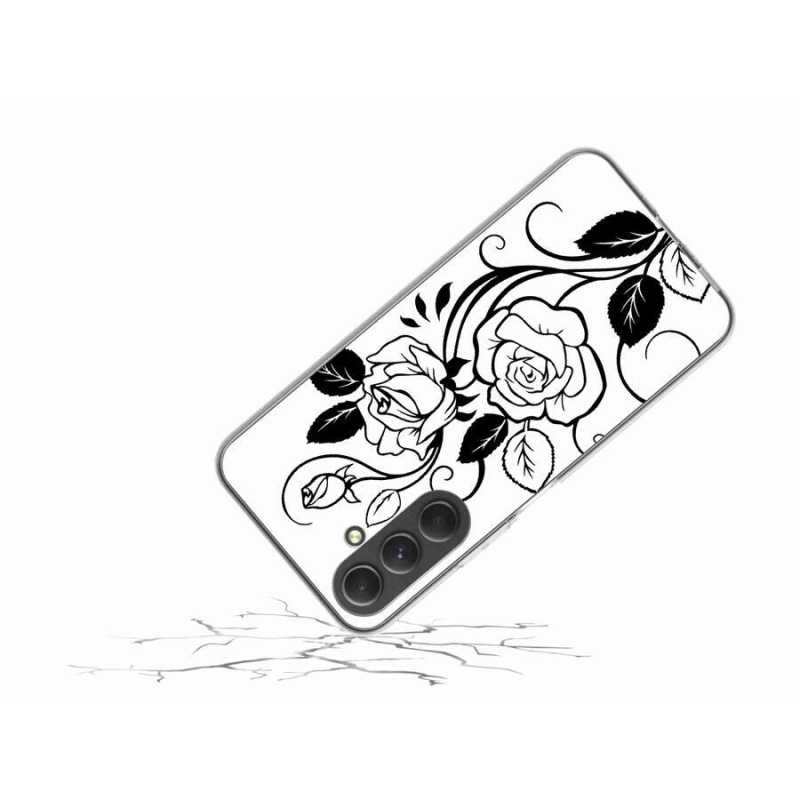 Zselés borítás mmCase Samsung Galaxy A54 5G - fekete és fehér rózsa
