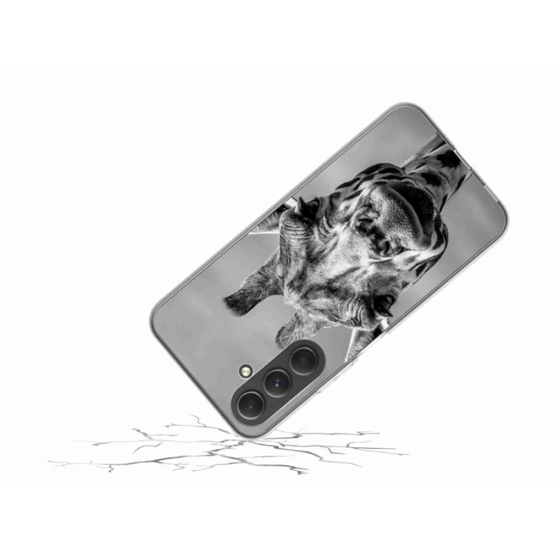 Zselés borítás mmCase Samsung Galaxy A54 5G - fekete-fehér zsiráfhoz