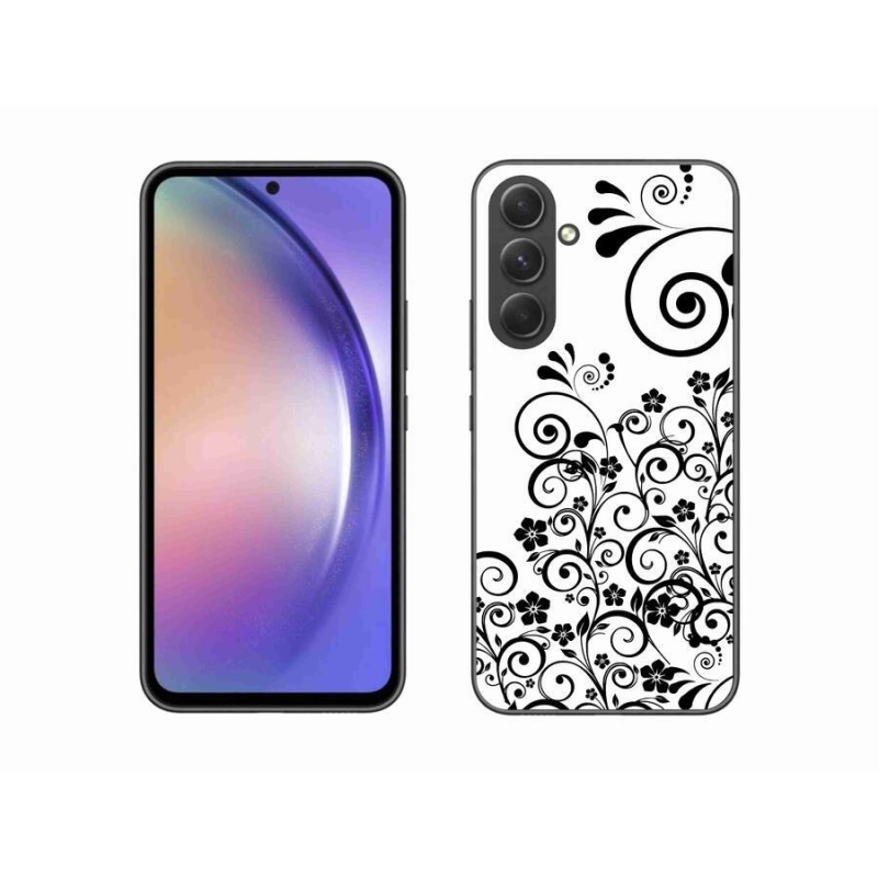 Gél védőhuzat mmCase Samsung Galaxy A54 5G - fekete és fehér virágmintás borítás