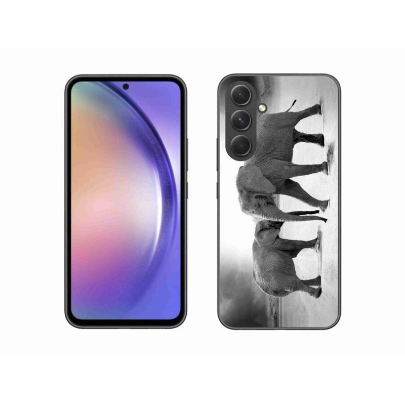 Gél borítás mmCase Samsung Galaxy A54 5G - fekete és fehér elefántokhoz
