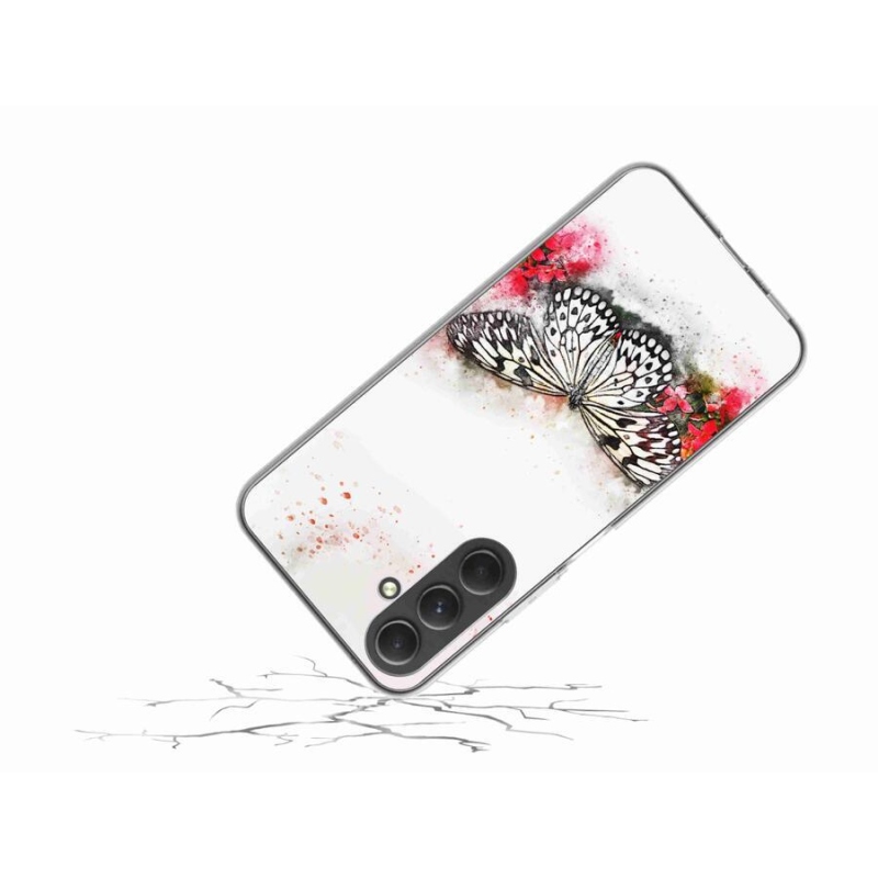 Zselés borítás mmCase Samsung Galaxy A54 5G - fekete-fehér pillangóhoz