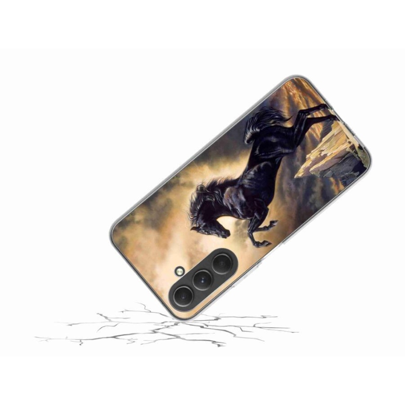 Zselés borítás mmCase Samsung Galaxy A54 5G - fekete rajzfilm lóhoz