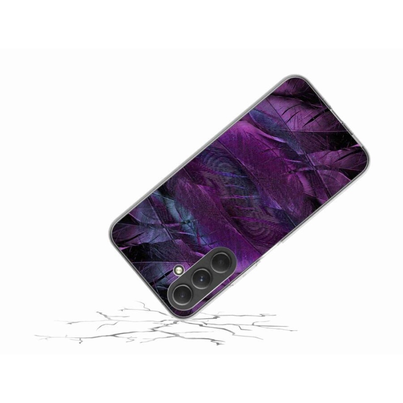 Gél védőhuzat mmCase Samsung Galaxy A54 5G - lila tollakhoz
