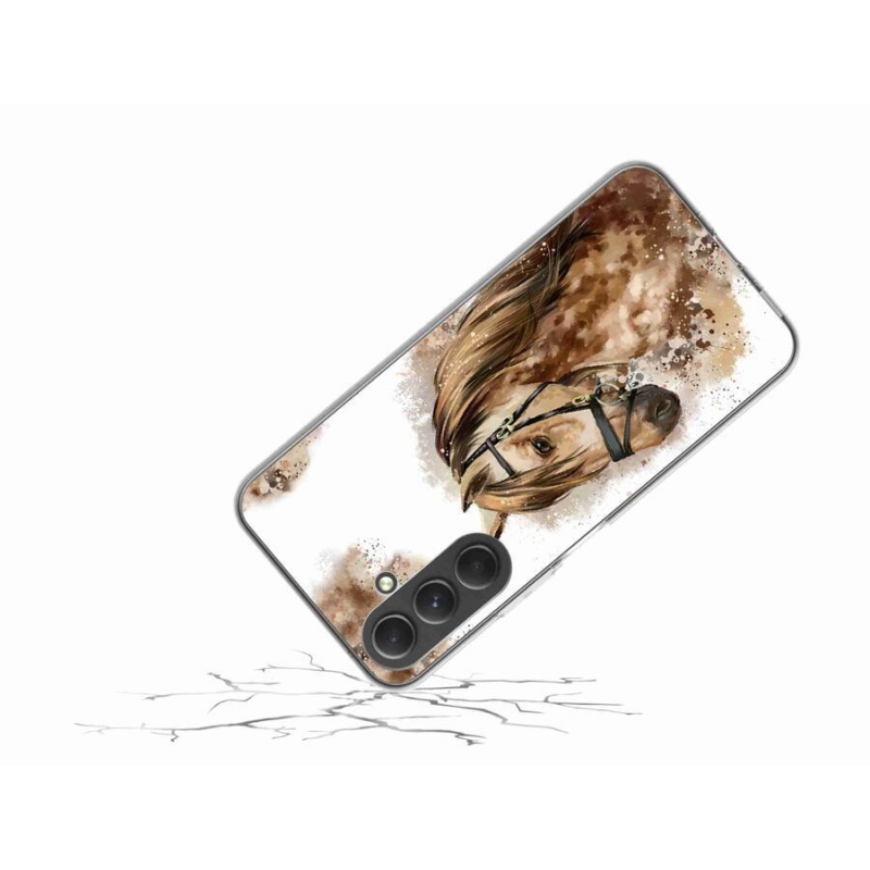 Zselés borítás mmCase Samsung Galaxy A54 5G - barna rajzfilm lóhoz