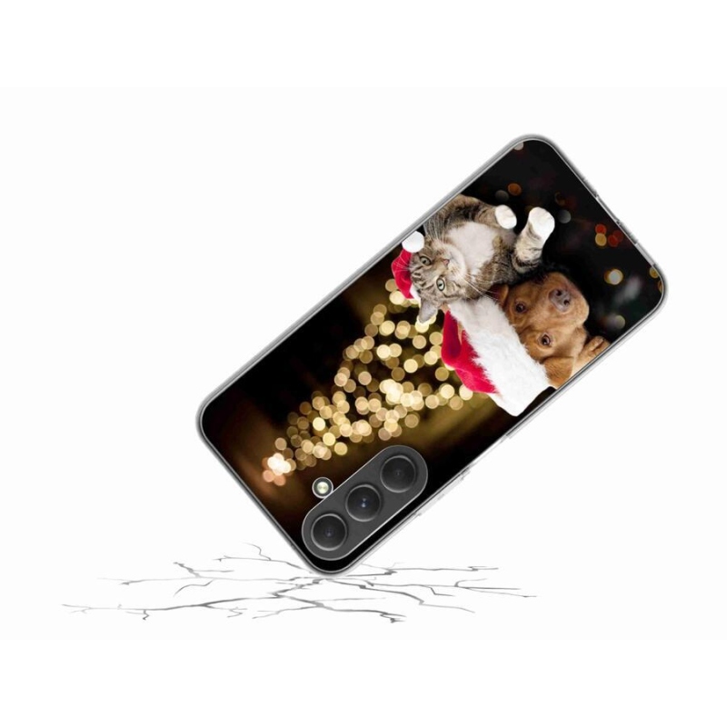 Gél borítás mmCase Samsung Galaxy A54 5G - Karácsonyi kutya és macska