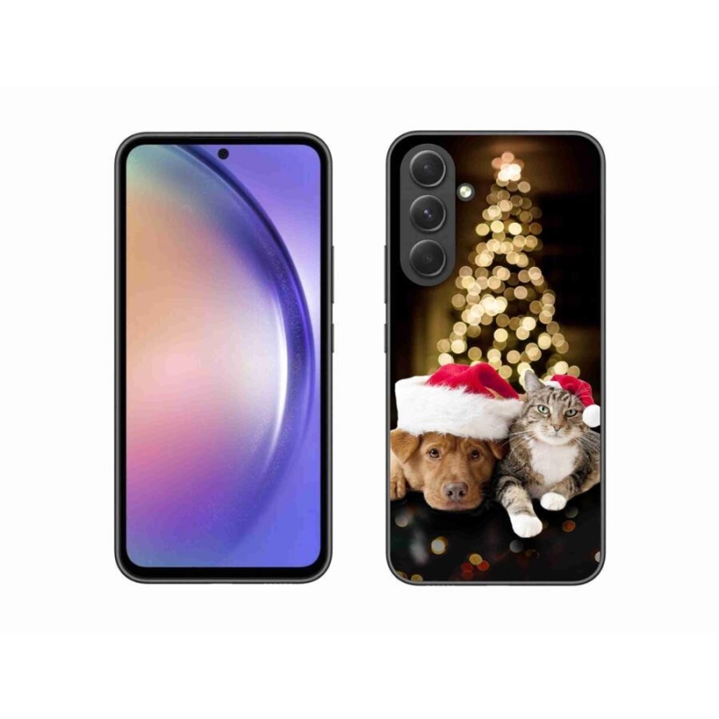 Gél borítás mmCase Samsung Galaxy A54 5G - Karácsonyi kutya és macska