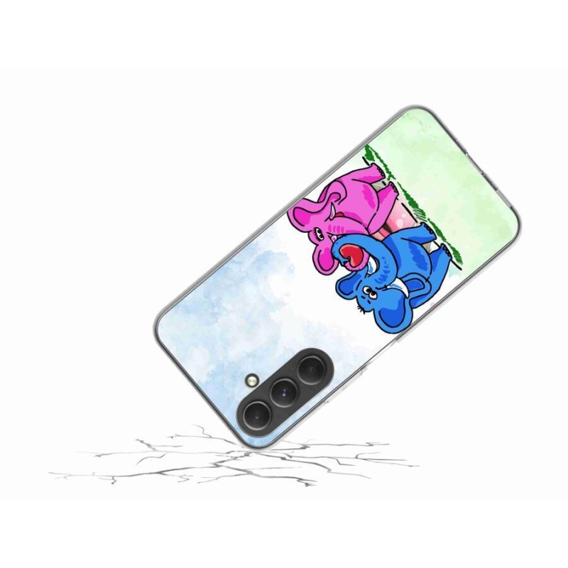 Gél borító mmCase a mobiltelefonon Samsung Galaxy A54 5G - szerelmes elefántok