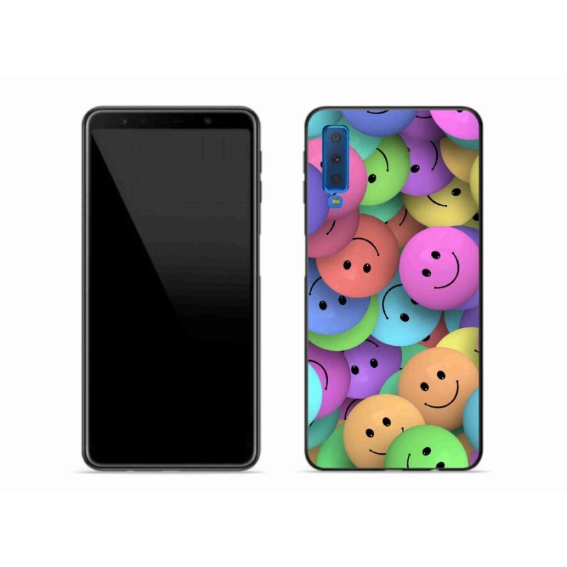 Gél borító mmCase a mobiltelefonon Samsung Galaxy A7 (2018) - színes smiley-k