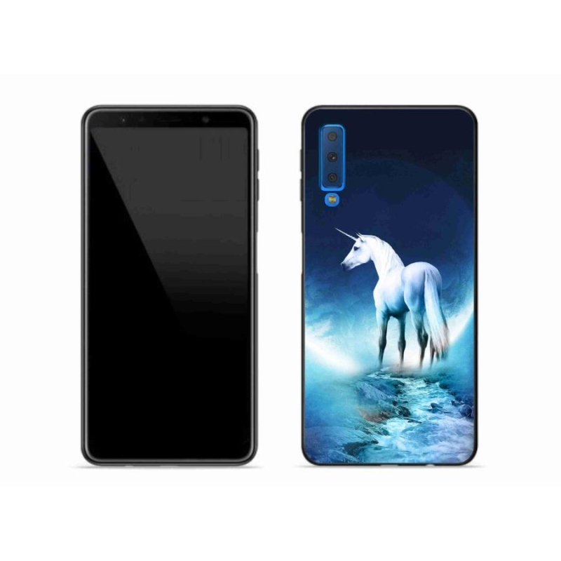 Gél védőhuzat mmCase Samsung Galaxy A7 (2018) - fehér egyszarvúhoz