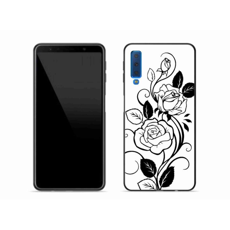 Zselés borítás mmCase Samsung Galaxy A7 (2018) - fekete és fehér rózsa