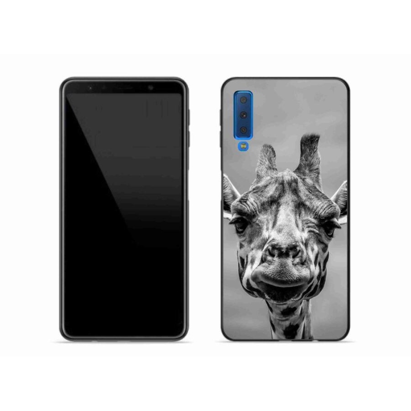 Gél védőhuzat mmCase Samsung Galaxy A7 (2018) - fekete-fehér zsiráf