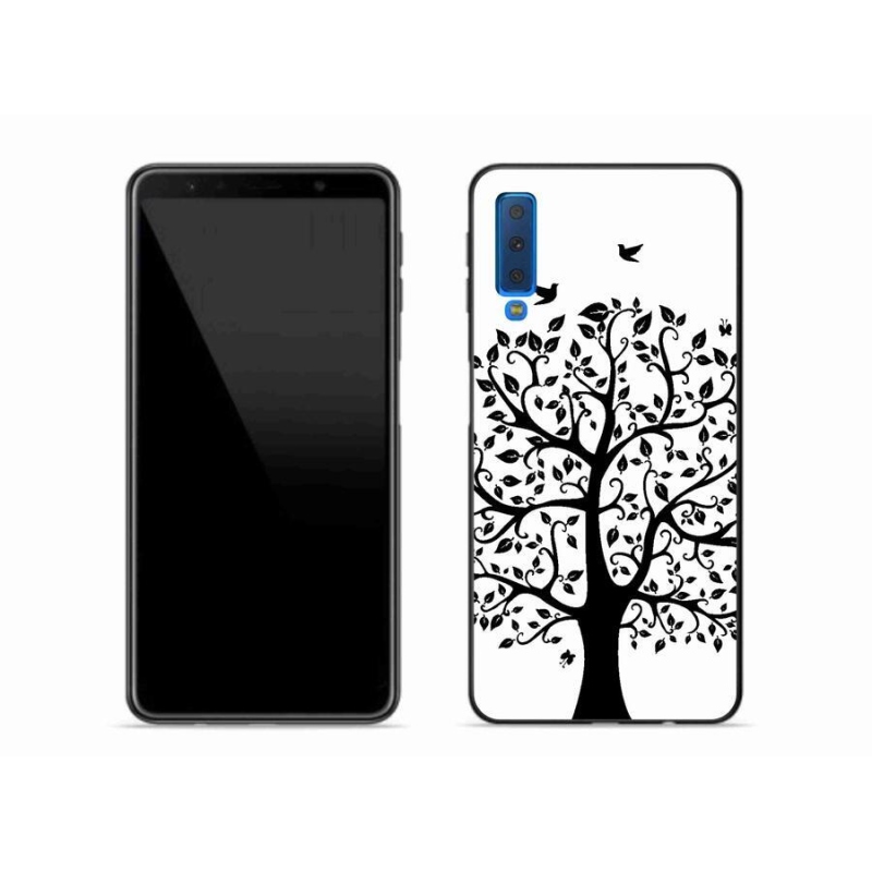 Zselés borítás mmCase Samsung Galaxy A7 (2018) - fekete-fehér fa