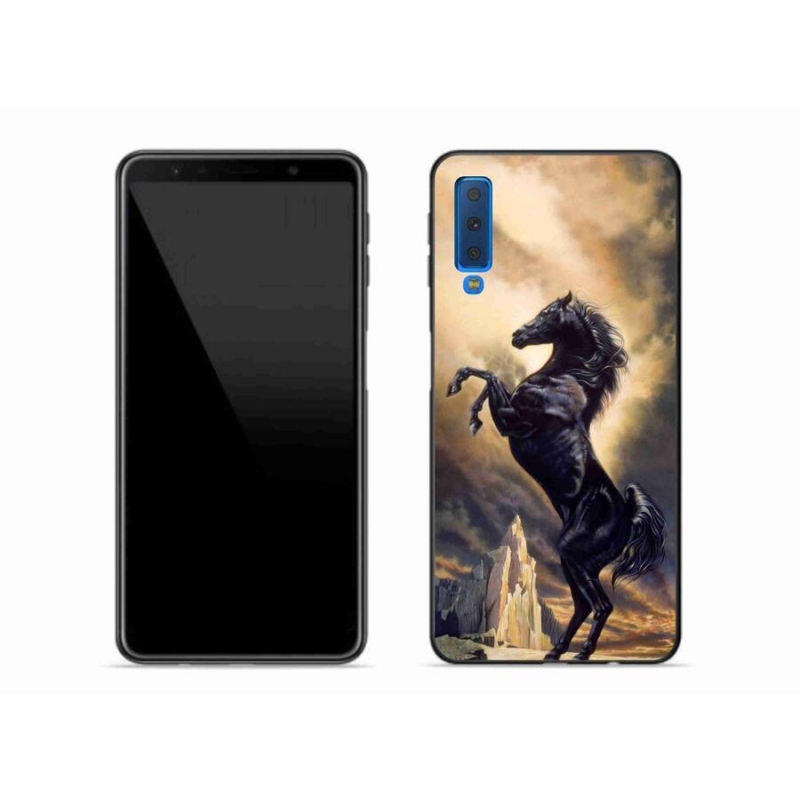 Zselés borítás mmCase Samsung Galaxy A7 (2018) - fekete rajzfilm lóhoz
