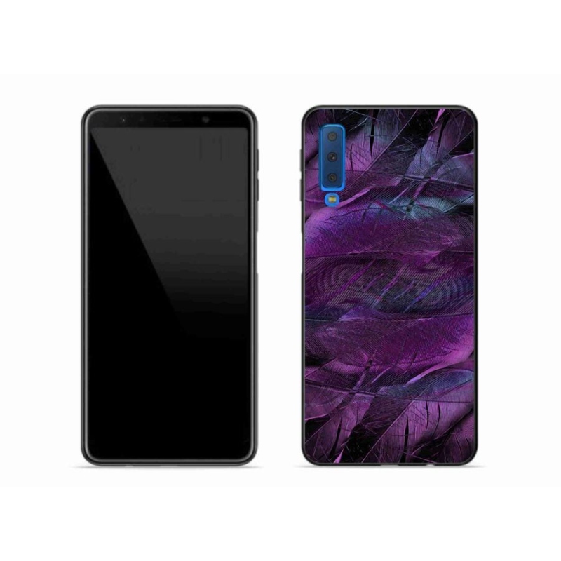 Gél védőhuzat mmCase Samsung Galaxy A7 (2018) - lila tollak