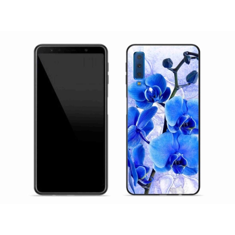 Gél védőhuzat mmCase Samsung Galaxy A7 (2018) - kék virágok