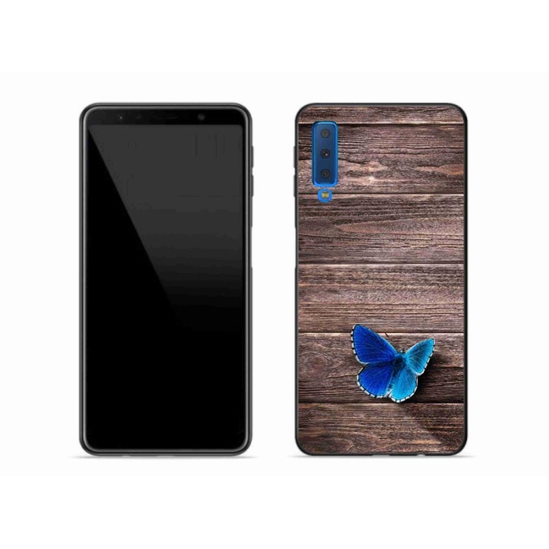 Gél védőhuzat mmCase Samsung Galaxy A7 (2018) - kék pillangó 1