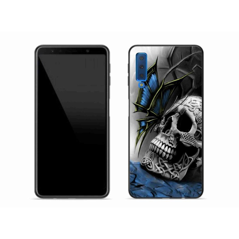 Zselés borítás mmCase Samsung Galaxy A7 (2018) - pillangó és koponya
