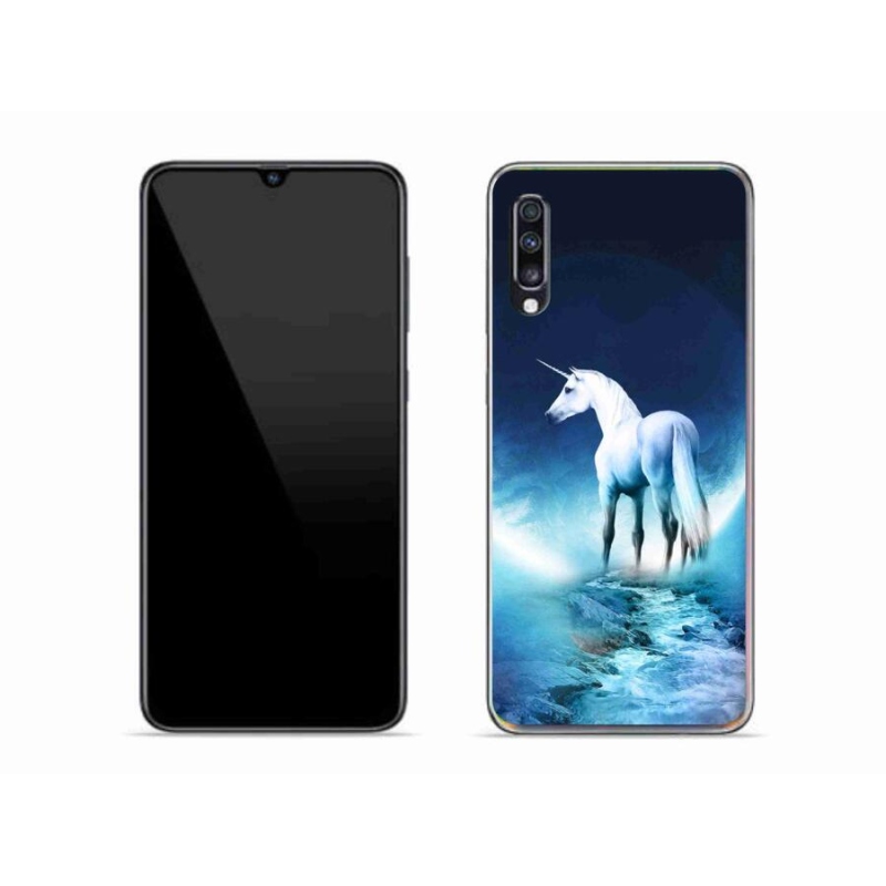 Gél védőhuzat mmCase Samsung Galaxy A70 készülékhez - fehér egyszarvú