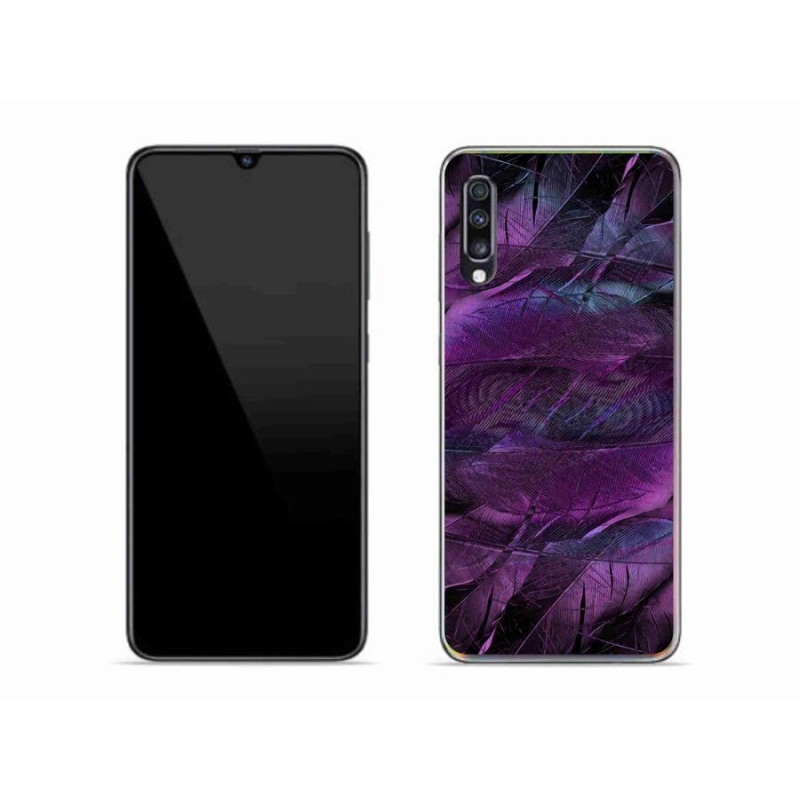 Gél védőhuzat mmCase Samsung Galaxy A70 készülékhez - lila tollak
