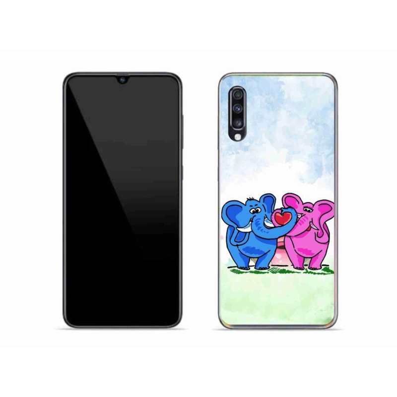 Gél borító mmCase a mobiltelefonon Samsung Galaxy A70 - szerelmes elefántok