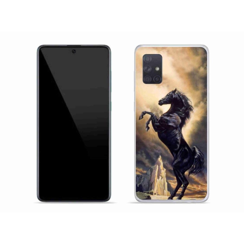 Zselés borítás mmCase Samsung Galaxy A71 - fekete rajzfilm lóhoz