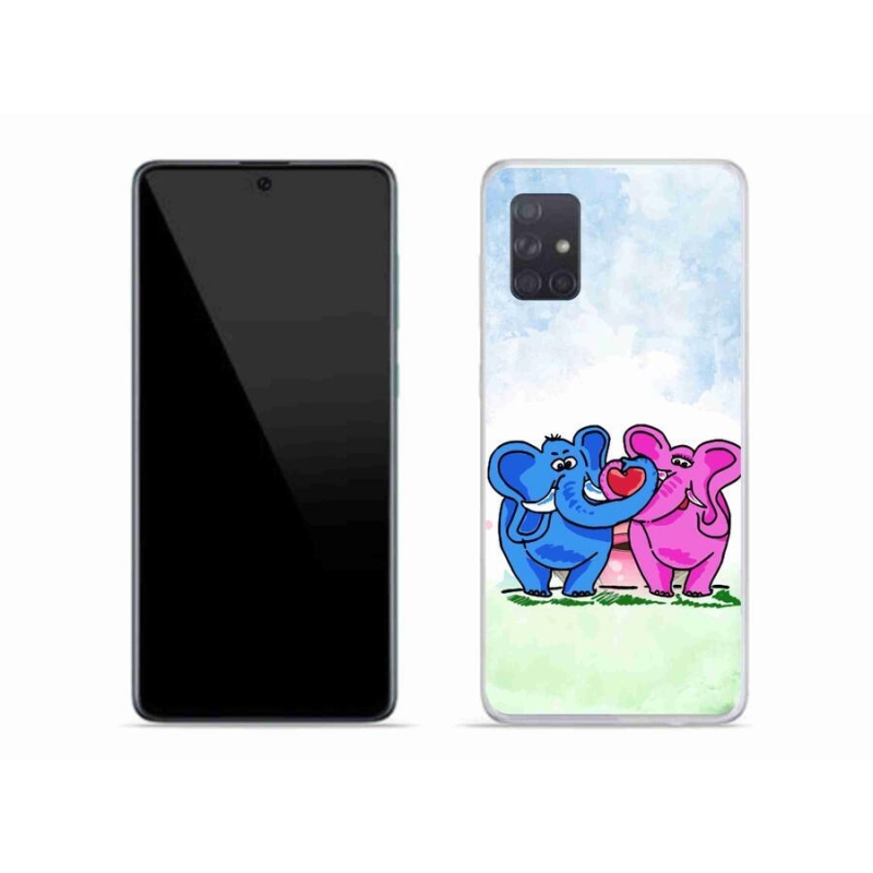 Gél borítás mmCase mobiltelefonhoz Samsung Galaxy A71 - szerelmes elefántok