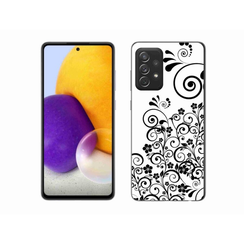 Zselés borítás mmCase Samsung Galaxy A72/A72 5G - fekete és fehér virágmintás borítás Samsung Galaxy A72/A72 5G készülékhez