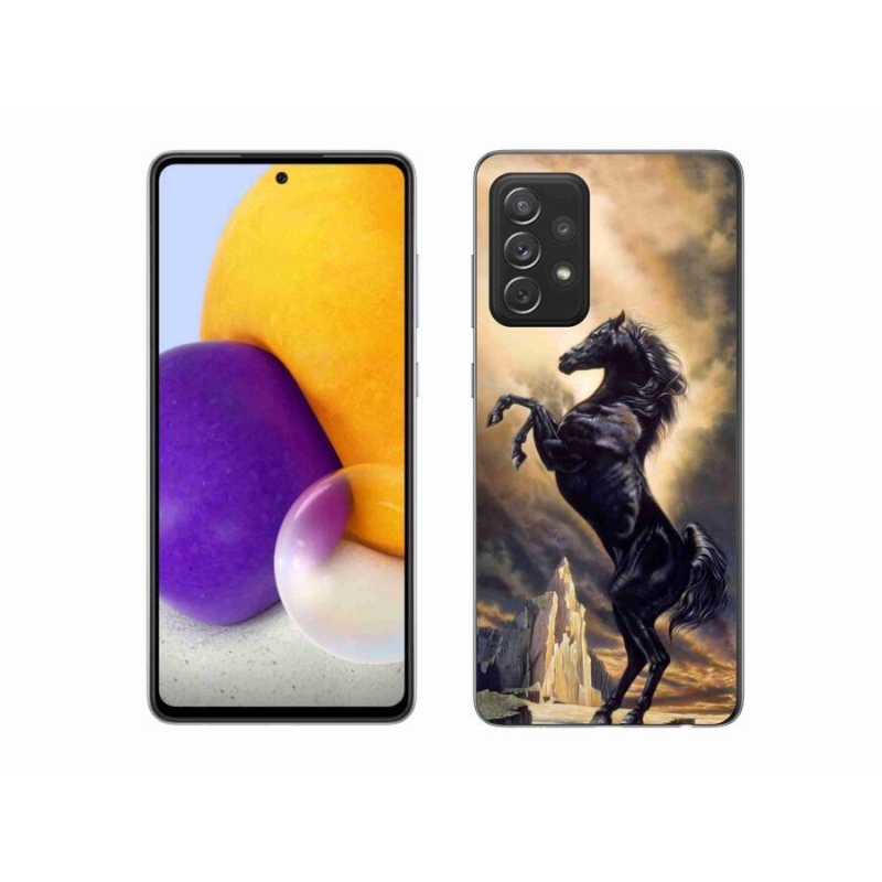 Zselés borítás mmCase Samsung Galaxy A72/A72 5G - fekete rajzfilm lóhoz