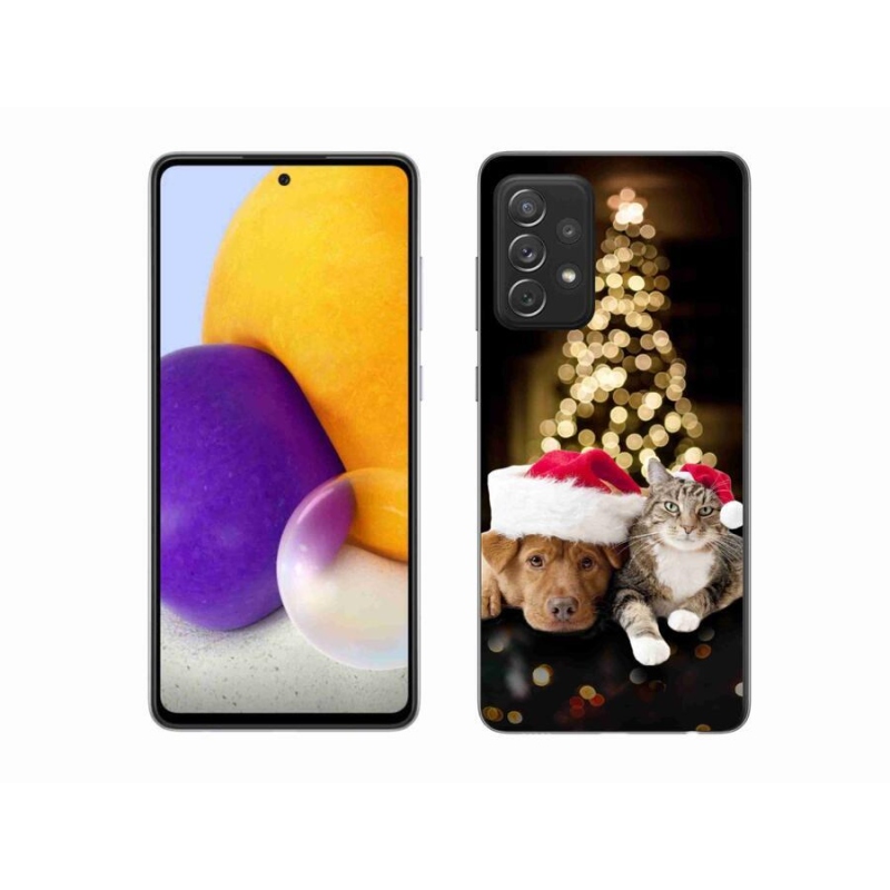 Gél borítás mmCase Samsung Galaxy A72/A72 5G - Karácsonyi kutya és macska