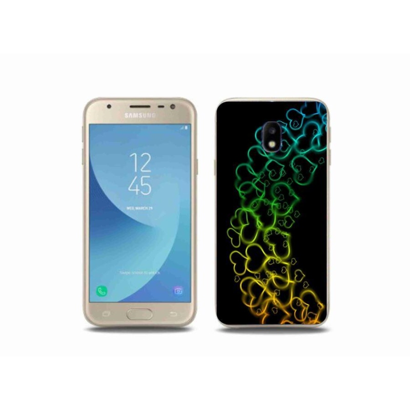 Gél védőhuzat mmCase mobiltelefonhoz Samsung Galaxy J3 (2017) - színes szívek
