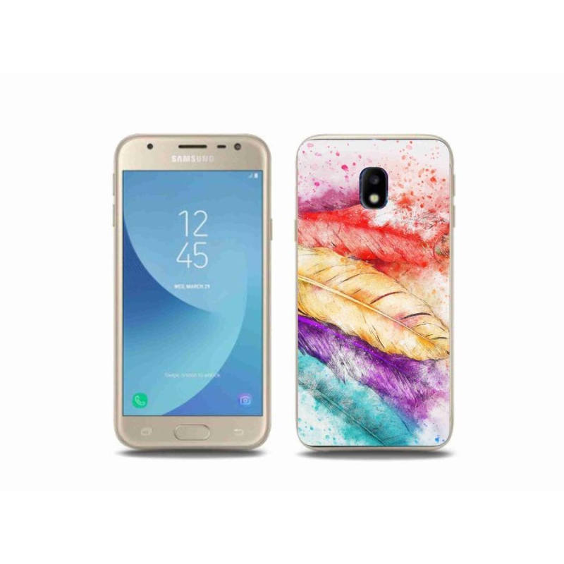 Gél védőhuzat mmCase mobiltelefonhoz Samsung Galaxy J3 (2017) - színes tollak